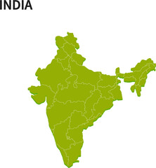 インド/INDIAの地域区分イラスト