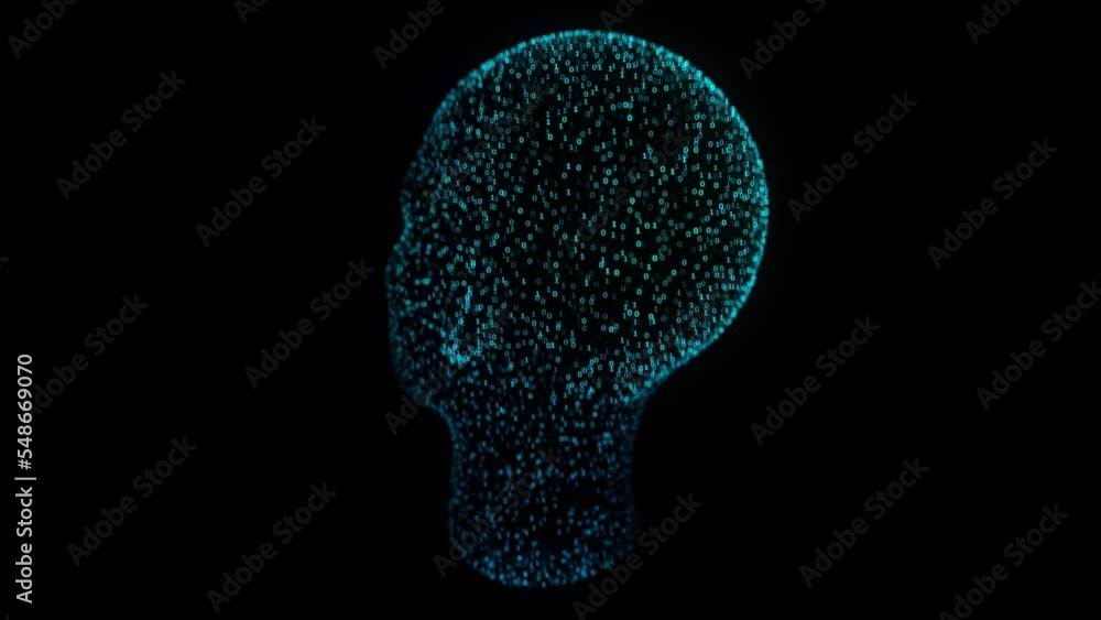 Poster artificial intelligence concept of big data or cyber security. abstract digital human face. ai deep 
