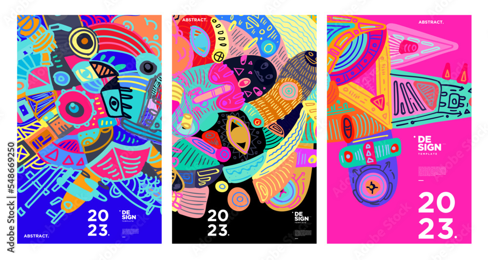 Poster new year 2023 design template with fluid colorful abstract background