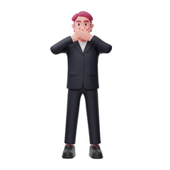 3d business character stops talking pose