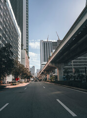 Fototapeta na wymiar traffic in the city street Downtown Miami usa 