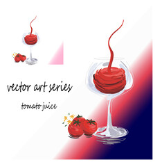 グラスに入ったトマトジュースのイラスト