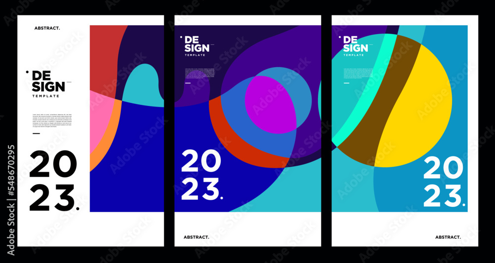 Poster new year 2023 design template with fluid colorful abstract background