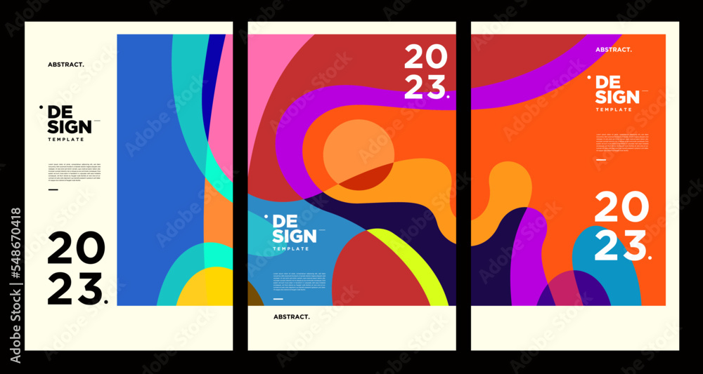 Poster new year 2023 design template with fluid colorful abstract background