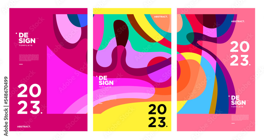 Poster new year 2023 design template with fluid colorful abstract background