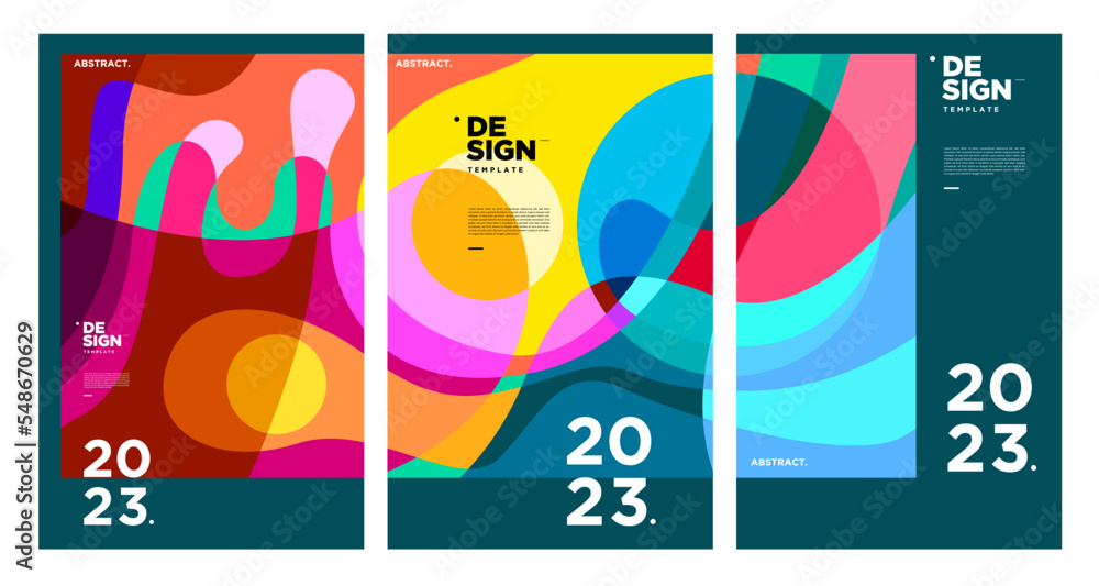 Poster new year 2023 design template with fluid colorful abstract background