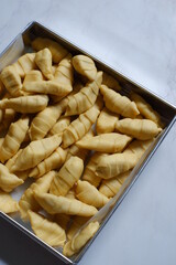 fried banana pastry in white background