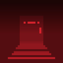 Pixelated of Red Lighth Door Background, Glowing on Light