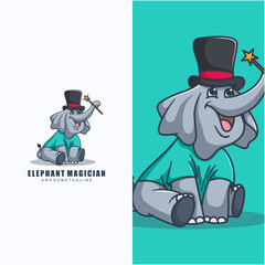 elephant magician character mascot design