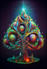 Fototapeta premium Midjourney abstract render of a Christmas tree