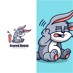 scared rabbit character mascot design