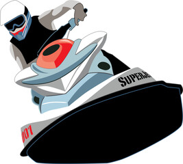 Vector illustration of a rider on  a water scooter