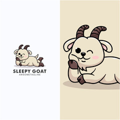 sleeping goat character mascot design