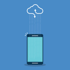 cloud computing. mobile phone cloud computing service , download and upload backup on cloud server.