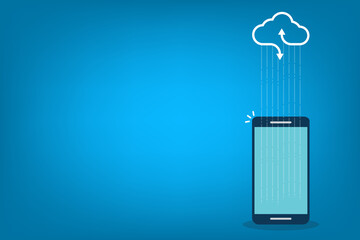 cloud computing. mobile phone cloud computing service , download and upload backup on cloud server.