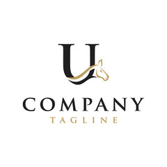 U Letter initial Horse Ranch Stable Stallion equestrian Logo design