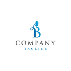 B Letter Initial modern and luxury kidney logo vector