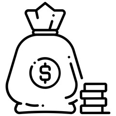 Money bag and coin Icon