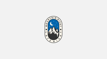 Obraz premium Mountain night view logo design vector template