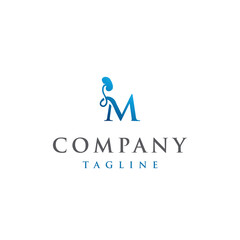 M Letter Initial modern and luxury kidney logo vector