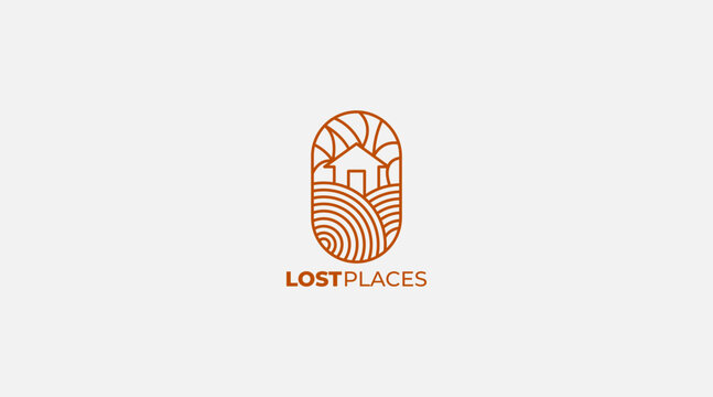 Lost Places Line Art Home Logo Icon With Vector Design