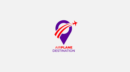Fototapeta na wymiar Airplane pin vector logo design icon 