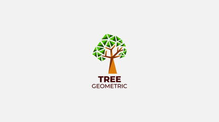 Polygon geometric tree vector icon logo design illustration