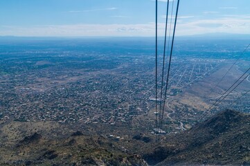 Aerial shot of Albuquerque city in New Mexico seen from the Sandia Peak