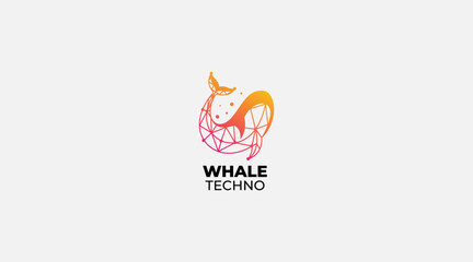 Obraz premium Whale techno logo design vector icon template