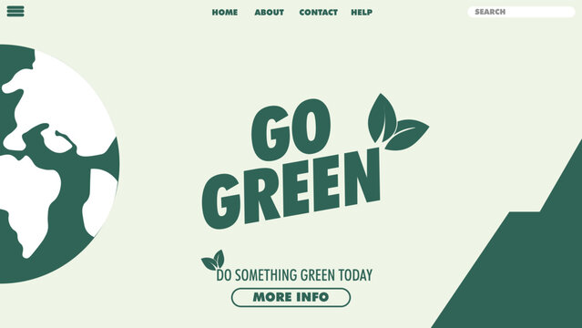 Go green landing page, go green banner design template, go green design element.