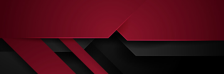 Abstract black and red banner background