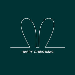 Continuous one line drawing of a rabbit. New Year card in light art style with bunny ears. Minimalist outline illustration for design.
