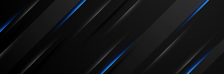 Abstract blue and black gradient banner