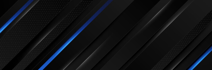 Abstract blue and black gradient banner