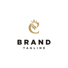 C Letter initial Lion King Elegant logo icon vector Template