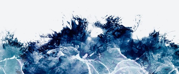Dreamy deep blue abstract background made with alcohol ink technique and bright white contrast texture veins, watercolour painting with free white copy space , hand drawn fluid art, wall paint,
- 548676440