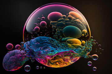 Close-up view of the colorful bubbles