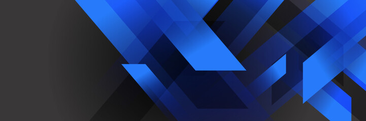 Obraz premium Dark blue and black abstract banner background. Blue geometry shine and layer element vector for presentation design. Suit for business, corporate, institution, party, festive, seminar, and talks.