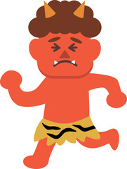 逃げる赤鬼のイラスト