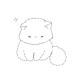 イラスト素材: お辞儀をしている猫(線画)
