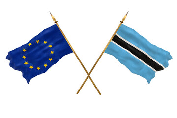 Background for designers. National Day. 3D model National flags European Union and Botswana