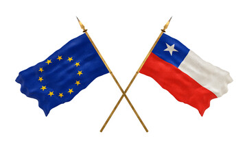 Background for designers. National Day. 3D model National flags European Union and Chile