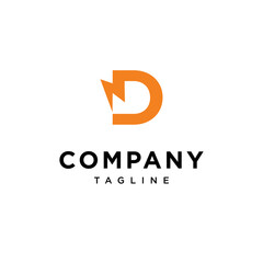 D Letter Electric storm Vector logo icon vector Template