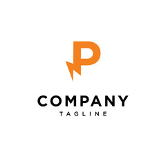 P Letter Electric storm Vector logo icon vector Template