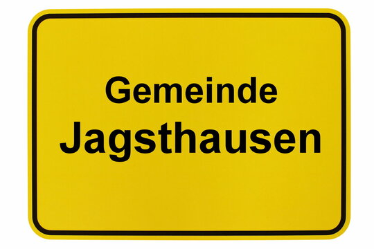 Illustration eines Ortsschildes der Gemeinde Jagsthausen in Baden-Württemberg