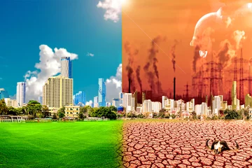 Fotobehang concept of climate change and the environment Greenhouse conditions and global warming, water crisis, pollution problems. © STOCK PHOTO 4 U