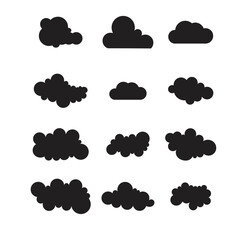 Cloud white set isolated on blue background. Vector illustration.	
