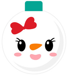 Cute snowman face christmas ball ornament