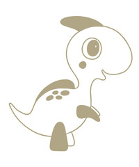 Cute cartoon dinosaur. Outline vector illustration