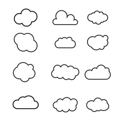 Cloud white set isolated on blue background. Vector illustration.	
